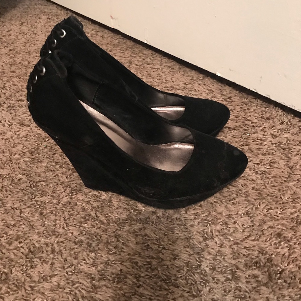 Black Velvet/ Suede Platform Pumps